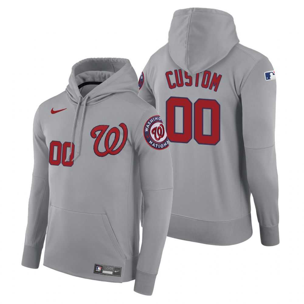 Men Washington Nationals 00 Custom gray road hoodie 2021 MLB Nike Jerseys